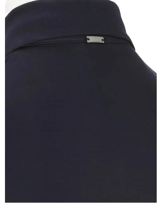 Herno Blue Cotton Polyester Short Polo for men