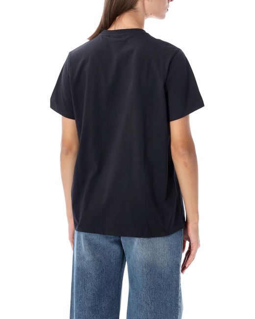 Ganni Black Basic Tshirt Ss Relaxed Teddy Mushrooms