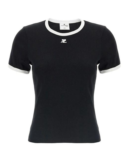 Courreges Black 'Signature Contrast' T-Shirt