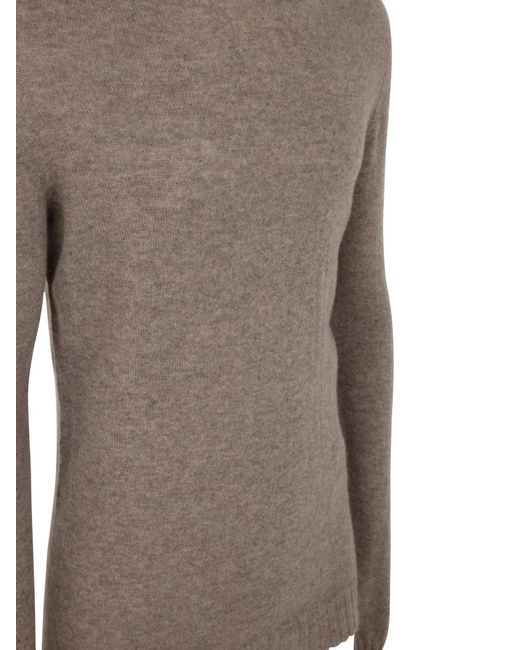 MD75 Brown Cashmere Round Neck Pullover for men