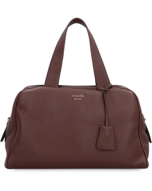 Prada Brown Large Leather Satchel Bag