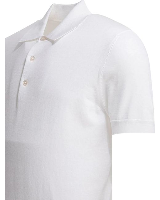Tom Ford White Cotton Knit Polo Shirt for men