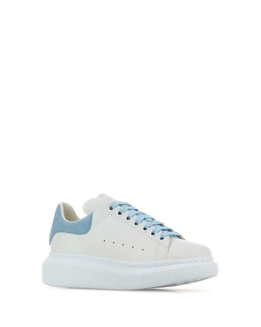 McQueen White Leather Suede Platform Sneakers