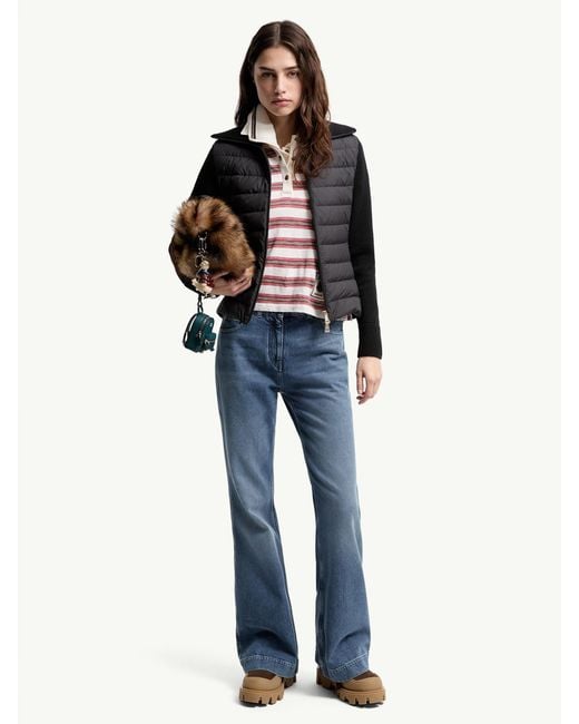 Moncler Black Padded Zip-Up Wool Cardigan