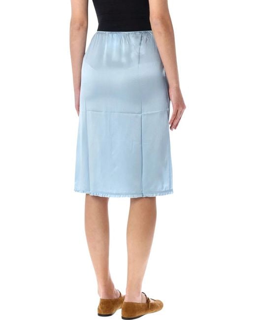 Prada Blue Light Silk Slip Skirt