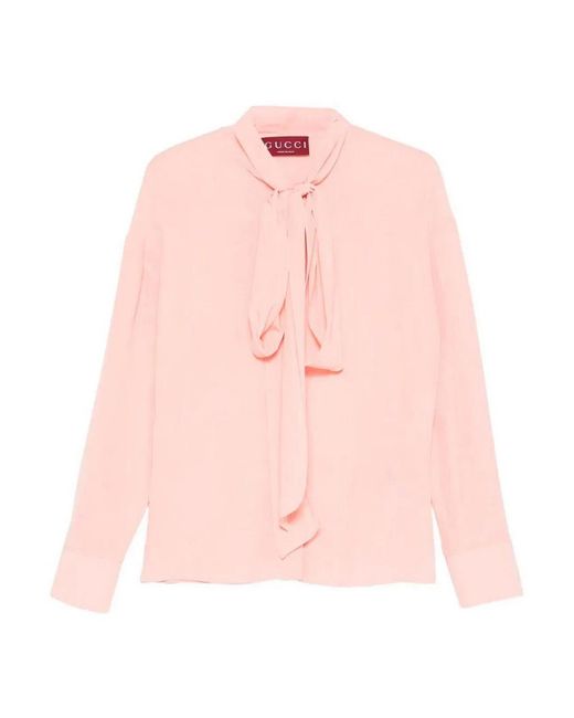Gucci Pink Crepe De Chine Bio Silk Shirt