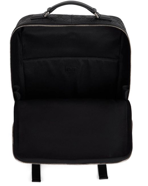 Gucci Black Medium Monogram Leather Backpack for men