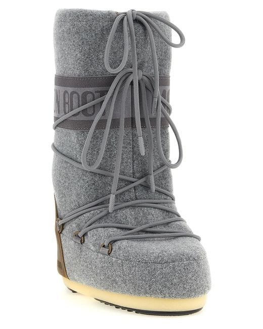 Moon Boot Gray Icon Nubuck Felt' Boots