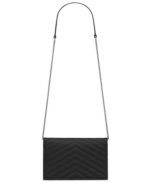 Saint Laurent White Cassandre Envelope Chain Wallet