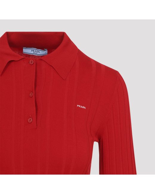 Prada Red Cotton Polo