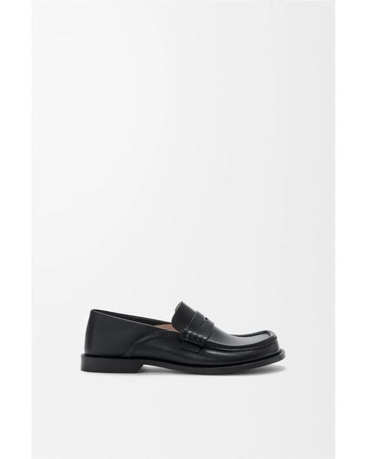 Loewe White Campo Flap Back Calfskin Loafers for men