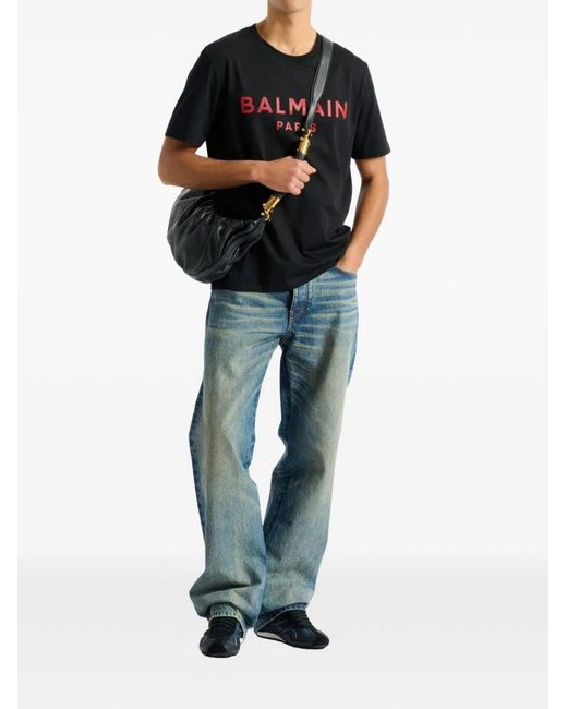 Balmain Black Cotton T-Shirt for men