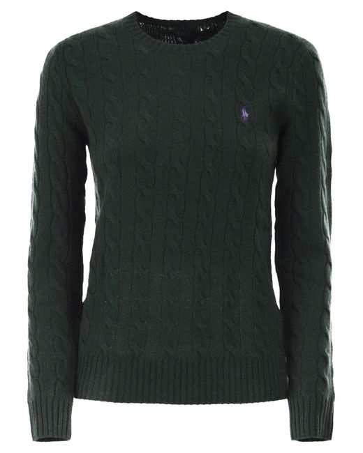 Polo Ralph Lauren Black Plaited Wool And Cashmere Crew-Neck