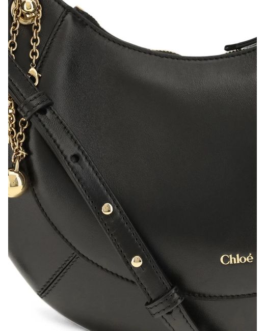 Chloé Black Zipped Leather Shoulder Bag