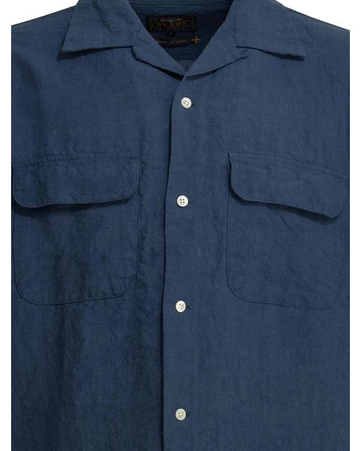 Beams Plus Blue Casual Linen Shirt for men
