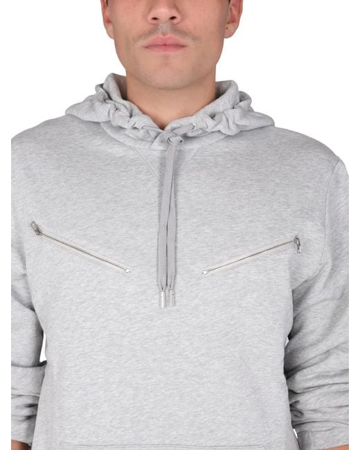 McQueen Gray Sweatshirt With Embroidered Skull for men