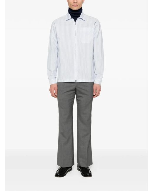 Prada White Striped Shirt With Full Zip for men