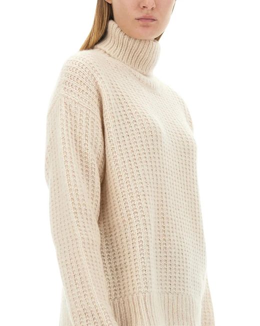Gucci Natural Silk And Cashmere Turtleneck Sweater