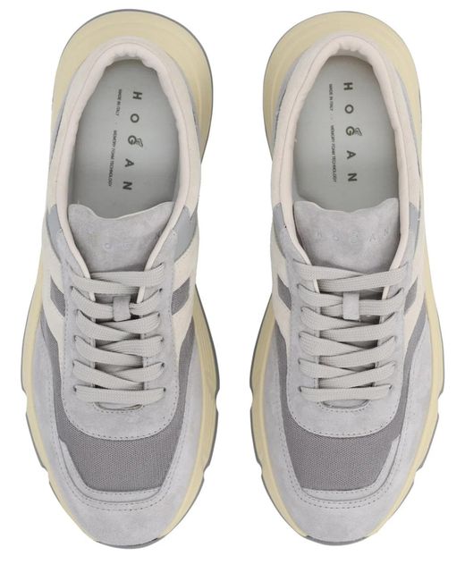 Hogan White Multicolour Calfskin Sneakers for men