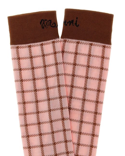 Marni Red Check Socks