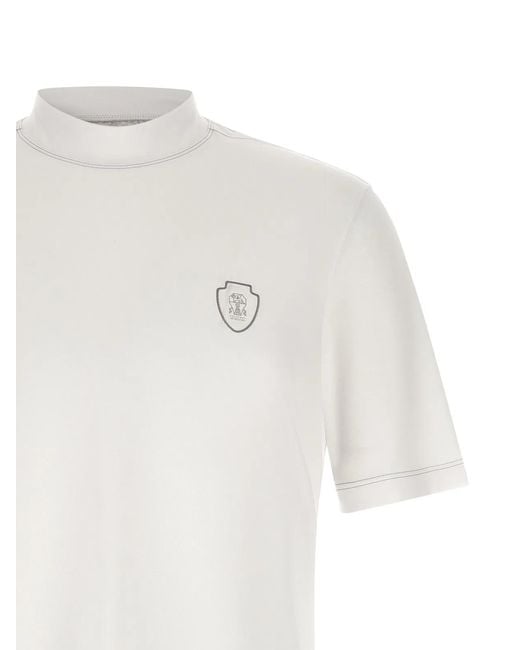 Brunello Cucinelli White Techno Piquet T-Shirt for men