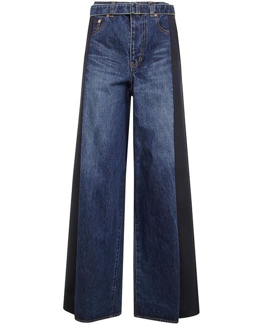 Sacai Blue Denim X Suiting Pants