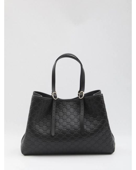 Gucci Black Gg Emblem Large Shopping Bag