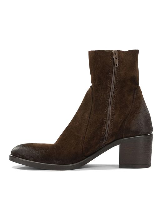 Strategia Brown Leather Rubber Boots Ankle