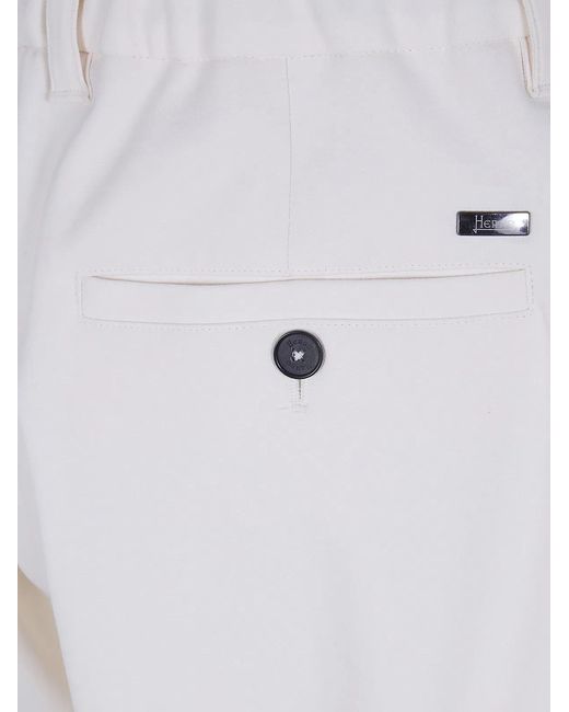 Herno White Regular Trousers for men