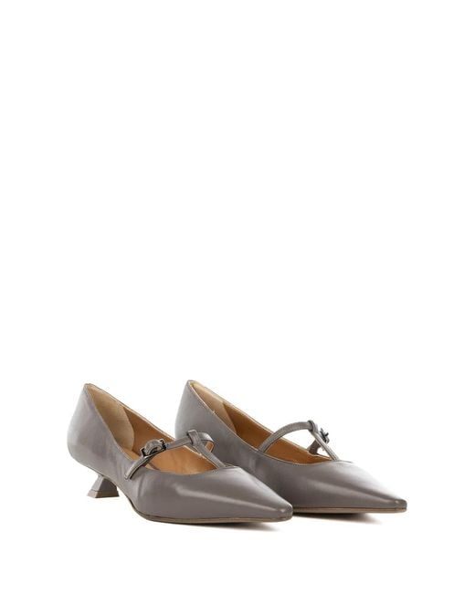 Chantal White Decollette With Strap, Leather With Heel