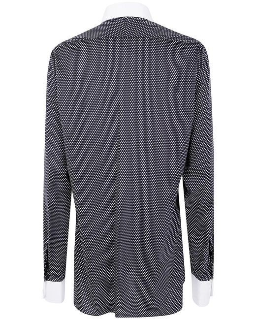 Tom Ford Blue Cotton Printed Diamond Classic Fit Shirt for men