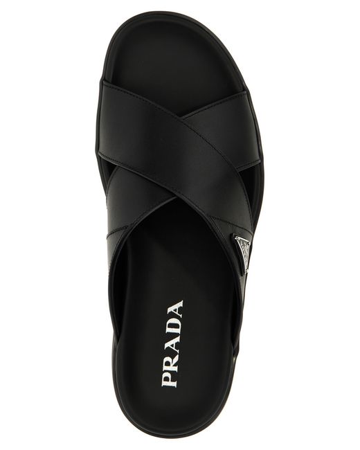 Prada Black Logo Sandals for men
