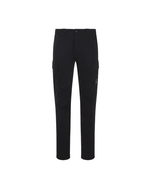 C P Company Black C.P.Company Stretch Sateen Ergonomic Cargo Pants for men