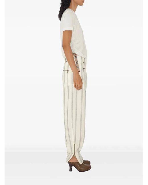 Burberry White T-Shirt With Check Finishes