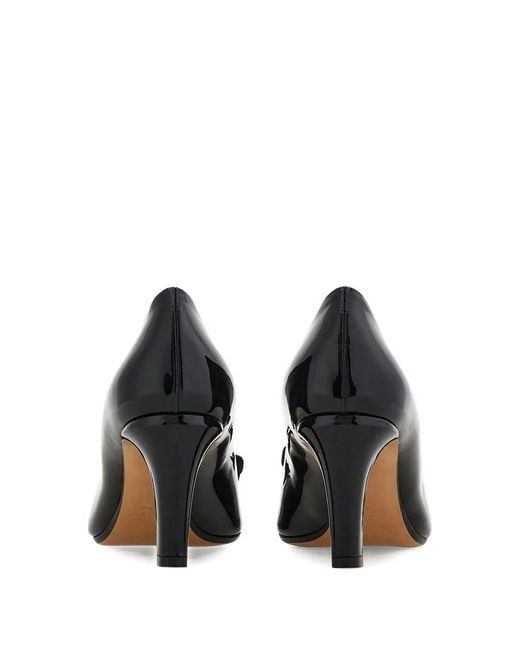 Ferragamo Black Carla 70 Naplak Vara Bow Pump