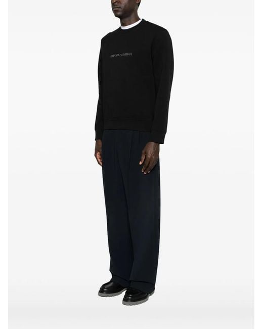 Emporio Armani Black Logo Cotton Sweatshirt for men