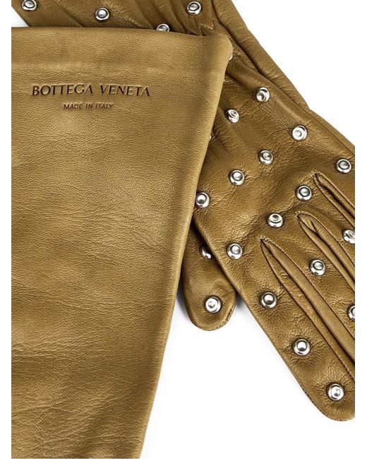 Bottega Veneta Metallic Embossed Logo Studs Leather