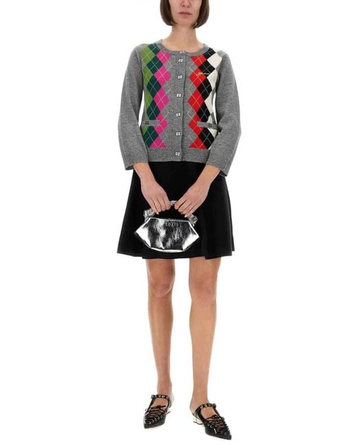 Ganni Black Check Cardigan