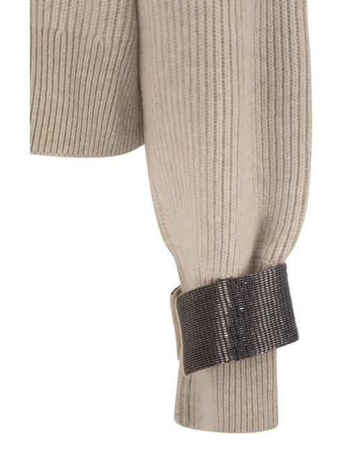 Brunello Cucinelli Pink Cashmere Sweater With Shiny Detail