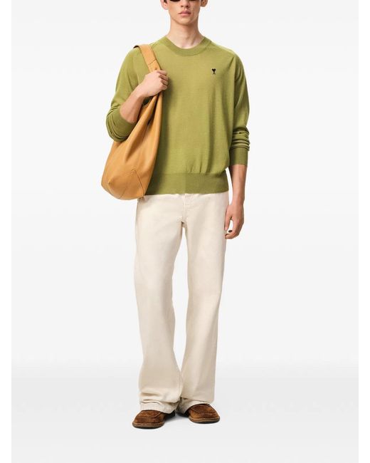 AMI Green Wool Crewneck Sweater Adc