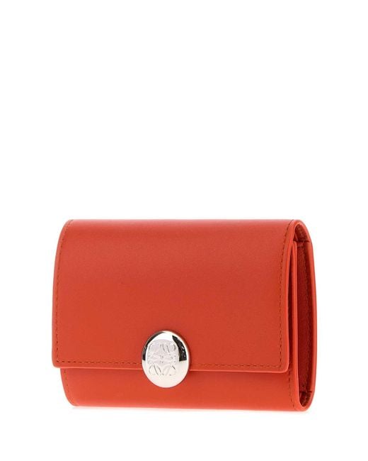Loewe Red Pebble Small Vertical Wallet