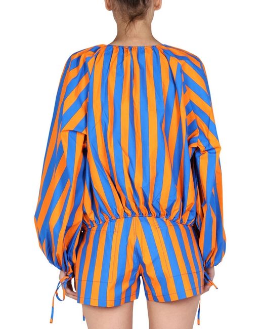 Sunnei Blue Striped Pattern Shirt
