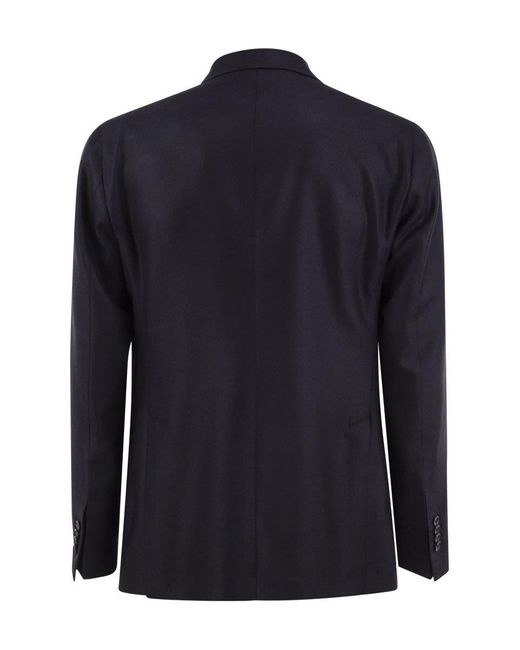Tagliatore Blue Double-Breasted Virgin Wool And Cashmere Blazer for men