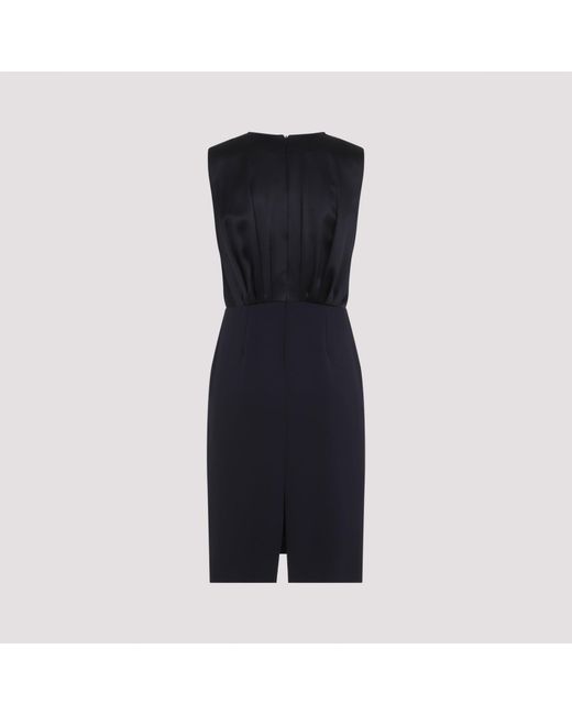 Max Mara Black Deep V-Neck Evening Dress With Pleated Bodice