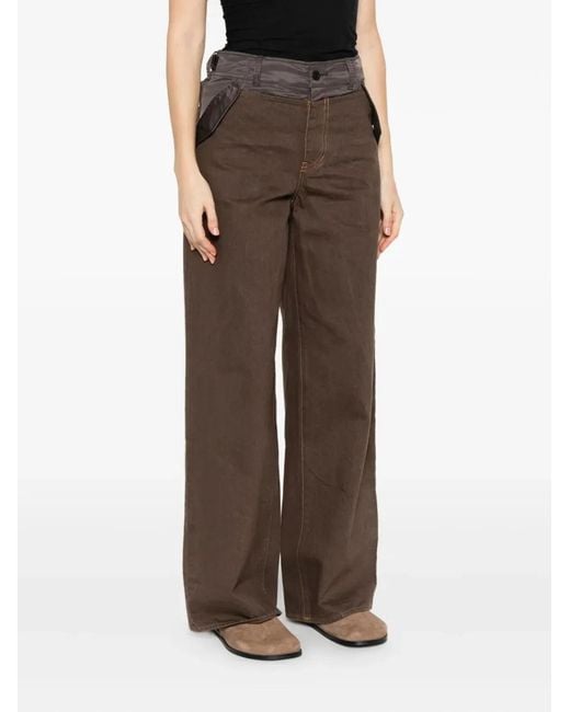 Sacai Brown Wide Leg Denim Pants