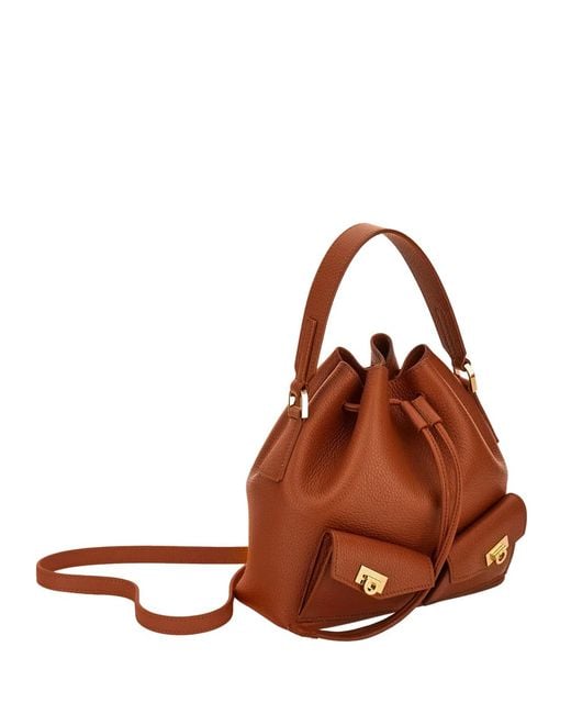Ferragamo Brown Multi Pocket Bucket Bag