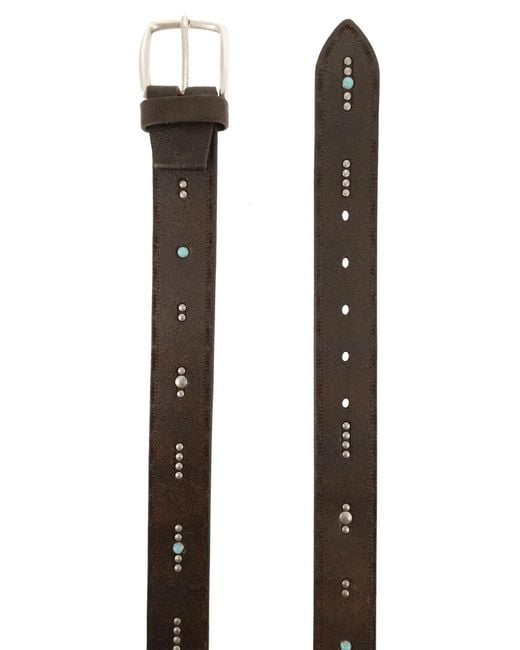 Alberto Luti White Studded Leather Belt for men