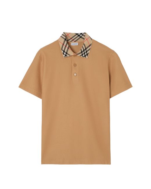 Burberry Natural Check Collar Cotton Polo Shirt for men