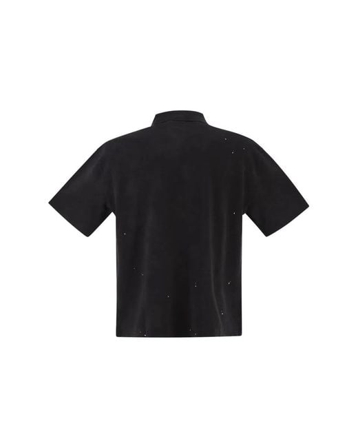 Carhartt Black Cotton Polo Shirt With Paint Splatter Details