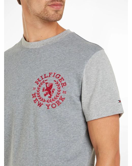 Tommy Hilfiger Gray Jersey T-Shirt With Emblem for men